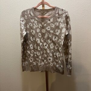 Loft Tan Leopard print with Rose Gold embellishments crewneck sweater Small